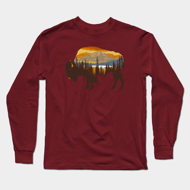 American bison Long Sleeve T-Shirt by Wintrly